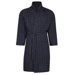 Bigdude Woven Check Dressing Gown Navy