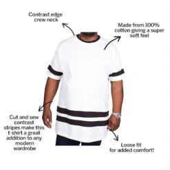 Bigdude Contrast Stripe T-Shirt White -Casual Suit For Men Sales Store 9aee0621 bd19ts20white