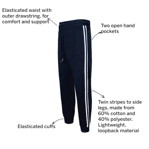 Bigdude Twin Stripe Joggers Navy 3 Bigdude Twin Stripe Joggers Navy - Image 3