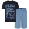 Bigdude Wave Rider Print Pyjama Set Navy/Light Denim