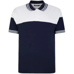 Bigdude Cut & Sew Pique Polo Shirt Navy