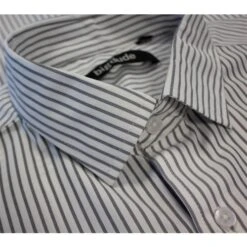 Bigdude Striped Short Sleeve Shirt Grey/White -Casual Suit For Men Sales Store aeacf800 img 8796