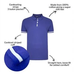 Bigdude Contrast Stripe Placket With Tipped Cuff Polo Shirt Cobalt -Casual Suit For Men Sales Store b42693b1 bd21p1420blue