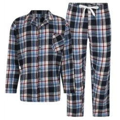 Bigdude Woven Checked Pyjama Set Light Blue