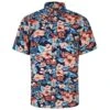 Bigdude Floral Short Sleeve Poplin Shirt Navy