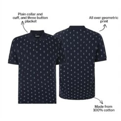 Bigdude Geometric Print Polo Shirt Navy -Casual Suit For Men Sales Store b9b7f810 bd231420blue