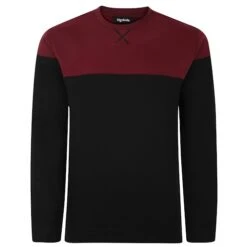 Bigdude Colour Block Jumper Black/Burgundy
