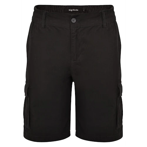 Bigdude Elasticated Waist Cargo Shorts Black 1 Bigdude Elasticated Waist Cargo Shorts Black
