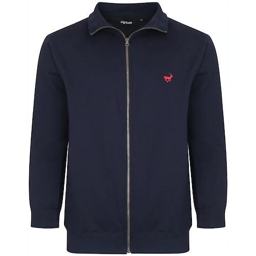 Bigdude Funnel Neck Full Zip Sweatshirt Navy 1 Bigdude Funnel Neck Full Zip Sweatshirt Navy
