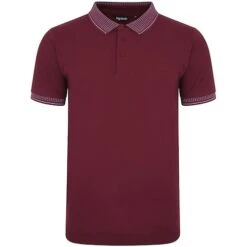 Bigdude Jacquard Collar Polo Shirt Burgundy