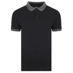 Bigdude Jacquard Collar Polo Shirt Black