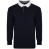 Bigdude Rugby Style Long Sleeve Polo Shirt Navy