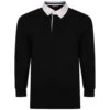 Bigdude Rugby Style Long Sleeve Polo Shirt Black
