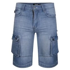 Bigdude Cargo Denim Shorts Light Wash