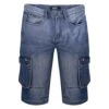 Bigdude Cargo Denim Shorts Mid Wash