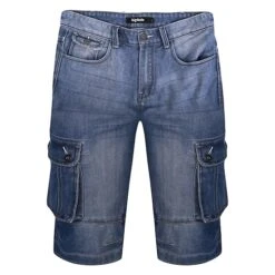 Bigdude Cargo Denim Shorts Mid Wash