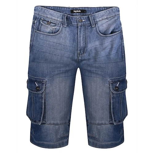 Bigdude Cargo Denim Shorts Mid Wash 1 Bigdude Cargo Denim Shorts Mid Wash