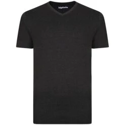 Bigdude Plain V-Neck T-Shirt Charcoal Marl