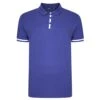 Bigdude Contrast Stripe Placket With Tipped Cuff Polo Shirt Cobalt