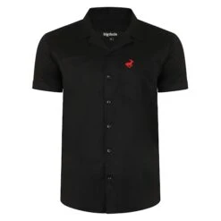 Bigdude Relaxed Collar Short Sleeve Shirt Black