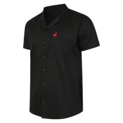 Bigdude Relaxed Collar Short Sleeve Shirt Black -Casual Suit For Men Sales Store black shirt red deer logo 2