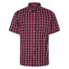 Bigdude Button Down Short Sleeve Check Shirt Magenta