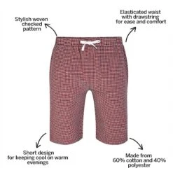 Bigdude Woven Modern Check Pyjama Shorts Red/White -Casual Suit For Men Sales Store c1e5fd54 bd22pj0320red