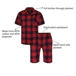 Bigdude Woven Checked Pyjama Set Red/Navy -Casual Suit For Men Sales Store c1fec9a5 3