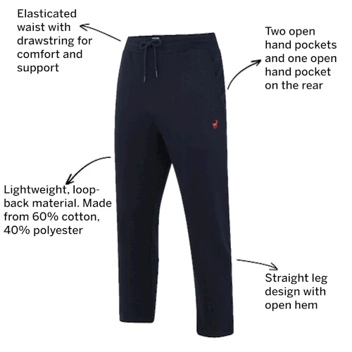 Bigdude Open Hem Loop Back Joggers Navy 3 Bigdude Open Hem Loop Back Joggers Navy - Image 3