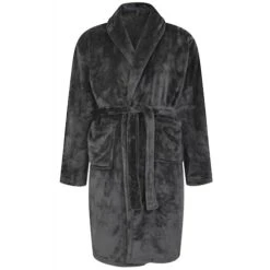 Bigdude Plain Fleece Dressing Gown Charcoal
