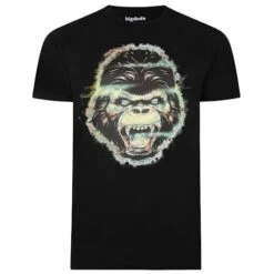 New Arrival 14 Bigdude Graphic Gorilla Print T-Shirt Black