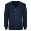 Bigdude Plain V-Neck Knitted Cardigan Navy
