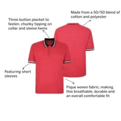 Bigdude Two Tone Contrast Polo Shirt Red -Casual Suit For Men Sales Store d6e4031c 07