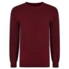 Bigdude Plain Crew Neck Knitted Jumper Burgundy