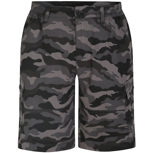 Bigdude Elasticated Waist Cargo Camo Shorts Charcoal 1 Bigdude Elasticated Waist Cargo Camo Shorts Charcoal