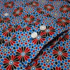 Bigdude Retro Flower Print Long Sleeve Poplin Shirt Blue/Red -Casual Suit For Men Sales Store d7c9ca50 img 8733