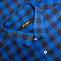Bigdude Gingham Short Sleeve Shirt Blue -Casual Suit For Men Sales Store d95cdc5f img 8825