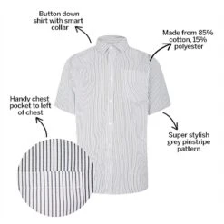 Bigdude Striped Short Sleeve Shirt Grey/White -Casual Suit For Men Sales Store dc4ab335 bd23ss0820grey