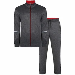 Bigdude Tricot Funnel Neck Tracksuit Charcoal