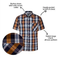 Bigdude Short Sleeve Check Shirt Orange -Casual Suit For Men Sales Store dcd6b29a bd23ss0620orange