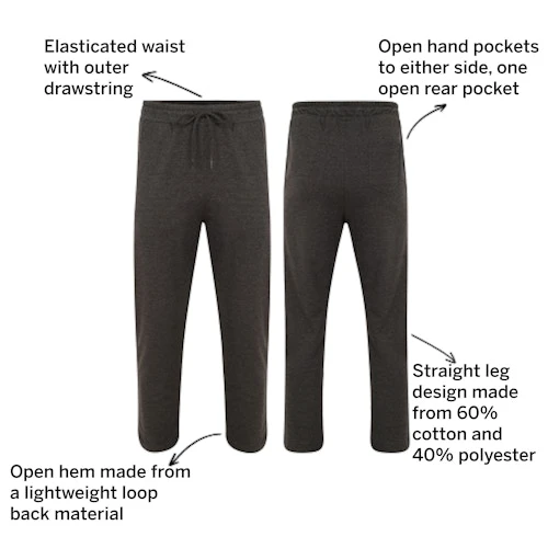 Bigdude Open Hem Loop Back Joggers Charcoal 3 Bigdude Open Hem Loop Back Joggers Charcoal - Image 3