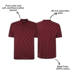 Bigdude Geometric Print Polo Shirt Burgundy -Casual Suit For Men Sales Store de48e6c9 bd23p1720red