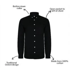 Bigdude Oxford Long Sleeve Shirt Black -Casual Suit For Men Sales Store e1b3600c bd19ls120black