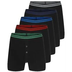 Bigdude 5 Pack Relaxed Fit Boxer Shorts Black