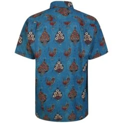 Bigdude Relaxed Collar Peacock Print Short Sleeve Shirt Denim -Casual Suit For Men Sales Store e451b52d bd23ss03 07 2