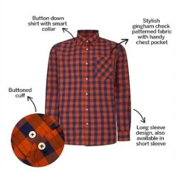 Bigdude Gingham Long Sleeve Shirt Orange -Casual Suit For Men Sales Store e8e7d08d bd23ls0720orange