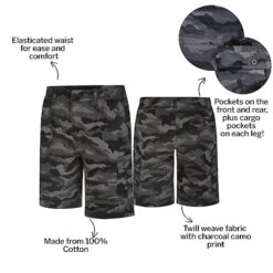 Bigdude Elasticated Waist Cargo Camo Shorts Charcoal 9 Bigdude Elasticated Waist Cargo Camo Shorts Charcoal -Casual Suit For Men Sales Store eaac5918 bd23sh1020dark