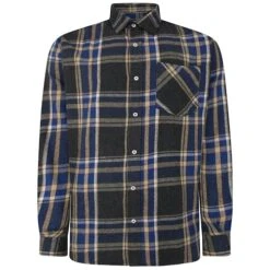 Bigdude Long Sleeve Check Flannel Shirt Royal Blue