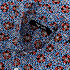 Bigdude Retro Flower Print Long Sleeve Poplin Shirt Blue/Red -Casual Suit For Men Sales Store ed27cf38 img 8730