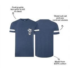 Bigdude Cut & Sew Lion Print T-Shirt Dark Denim -Casual Suit For Men Sales Store ef238767 bd23ts1420blue